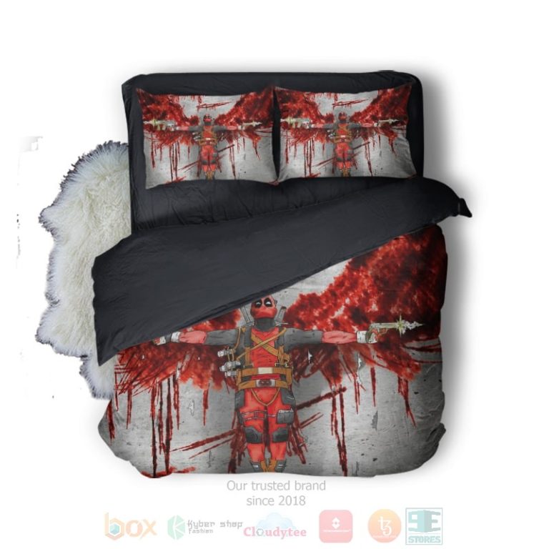 Deadpool-Angel-Wings-Embossed-Comic-Bedding-Set-1