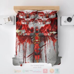 Deadpool Angel Wings Embossed Comic Bedding Set