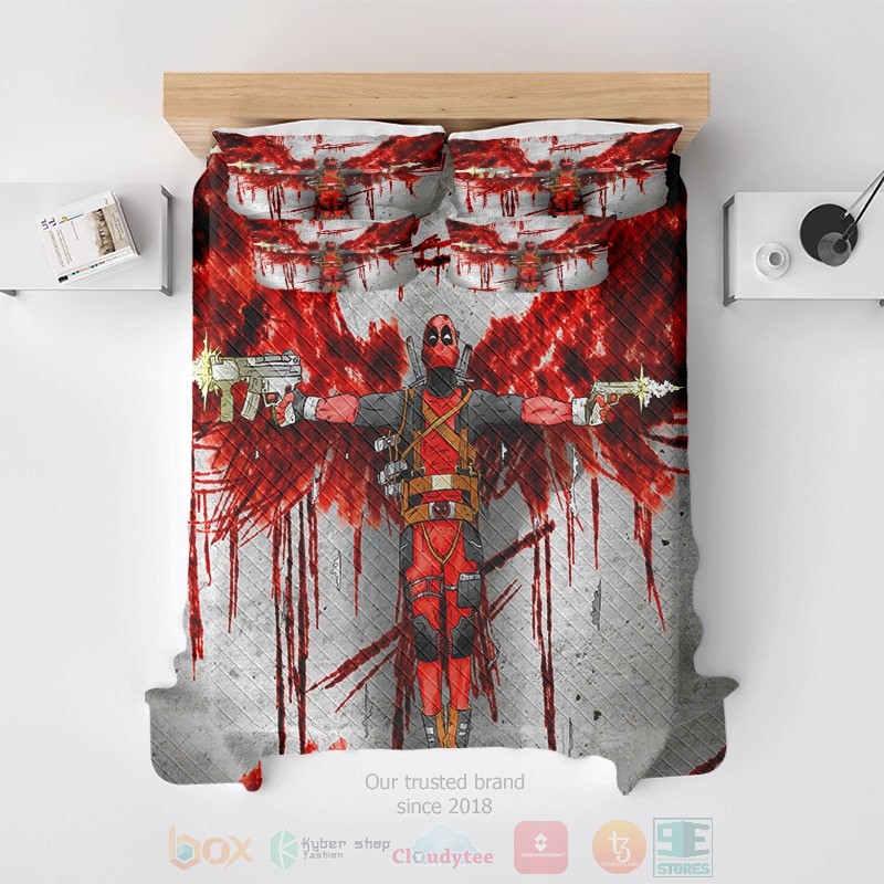 Deadpool Angel Wings Embossed Comic Bedding Set Deadpool Angel Wings Embossed Comic Bedding Set