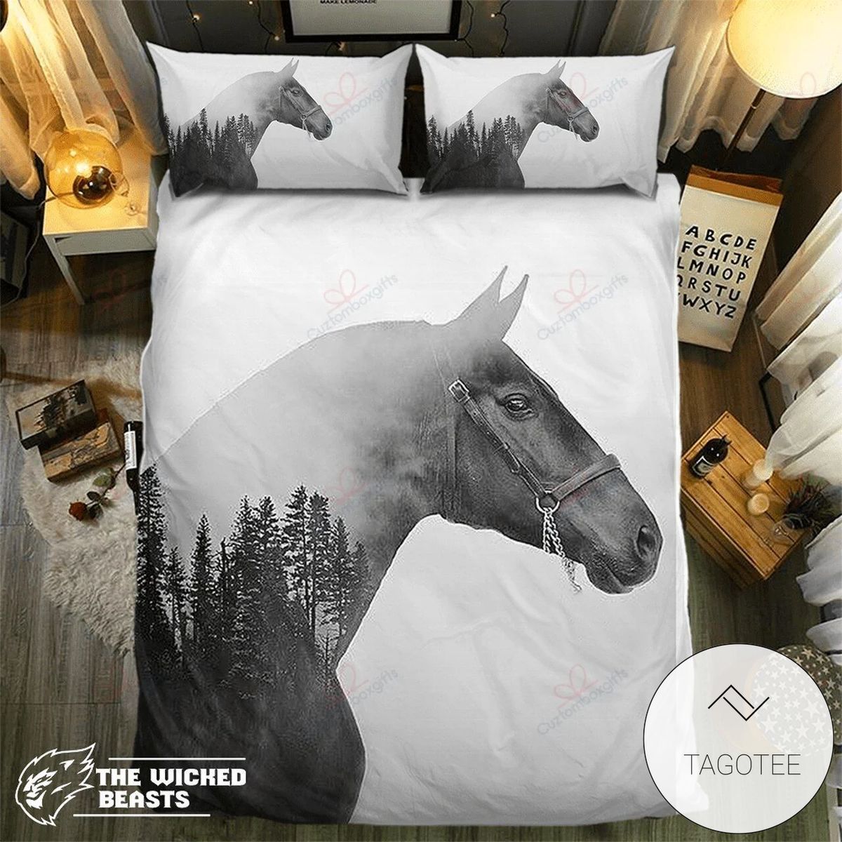 Deep Forest Horse Bedding Set (Duvet Cover & Pillow Cases) Deep Forest Horse Bedding Set (Duvet Cover & Pillow Cases)