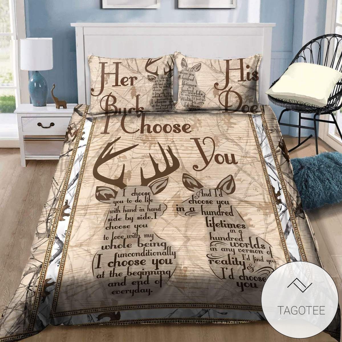 Deer Couple I Choose You Duvet Cover Bedding Set Deer Couple I Choose You Duvet Cover Bedding Set