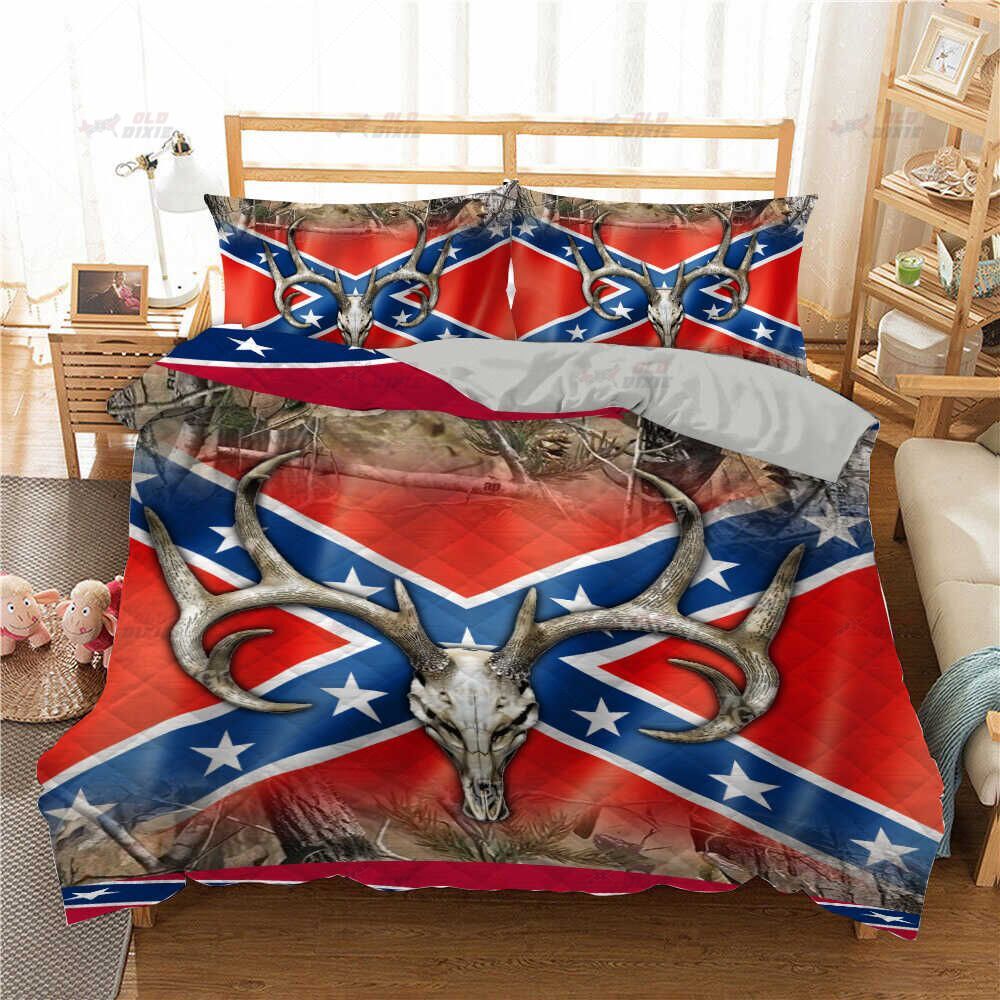 Deer Hunting Conferadate Flag Bedding Set Deer Hunting Conferadate Flag Bedding Set