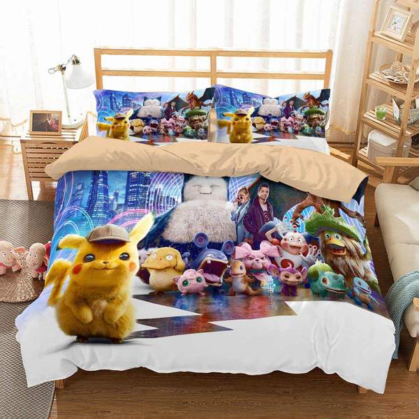 Detective Pikachu Duvet Cover and Pillowcase Set Bedding Set 746 Detective Pikachu Duvet Cover and Pillowcase Set Bedding Set 746