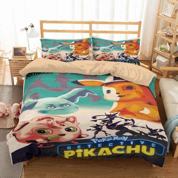 Detective Pikachu Duvet Cover and Pillowcase Set Bedding Set 775 Detective Pikachu Duvet Cover and Pillowcase Set Bedding Set 775