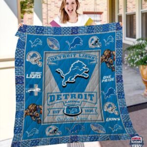 Detroit Lions Nfl Logo History Personalized Bedding Set