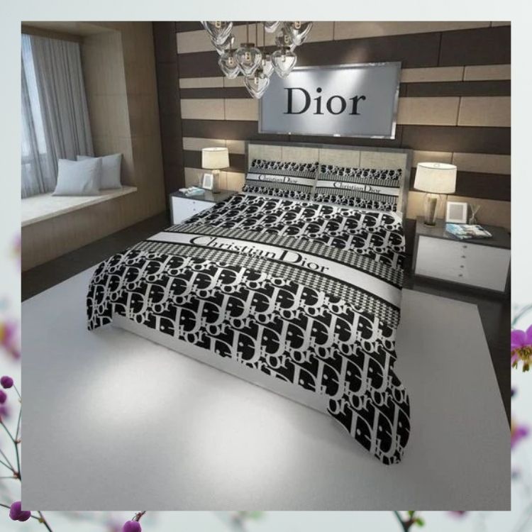 Dior Black White Quilt Bedding Set Dior Black White Quilt Bedding Set