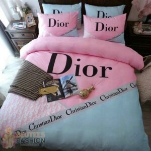 Dior Christian Dior Pink Skyblue 2 Duvet Cover Sheet Cover Pillow Cases Luxury Bedding Sets