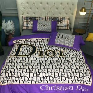 Dior Christian Dior White Purple Bedding Set