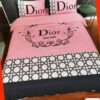 Dior Pink Checked White Bedding Set