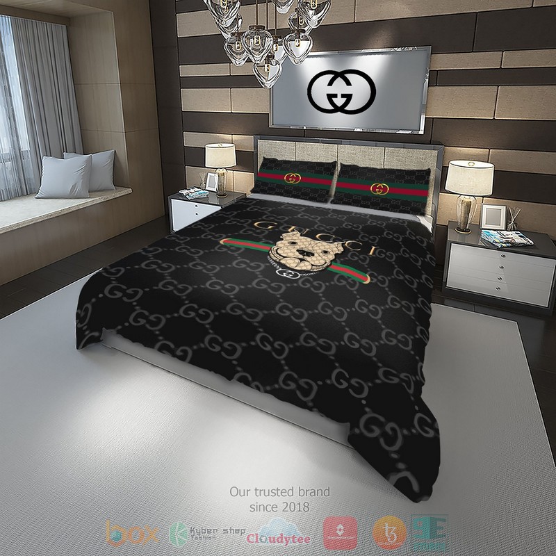 Dog Gucci Black Pattern Quilt Bedding Set Dog Gucci Black Pattern Quilt Bedding Set