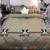 Dog Gucci Brand Khaki Pattern Quilt Bedding Set