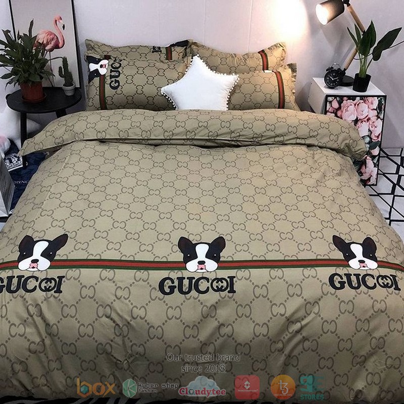 Dog Gucci Brand Khaki Pattern Quilt Bedding Set Dog Gucci Brand Khaki Pattern Quilt Bedding Set