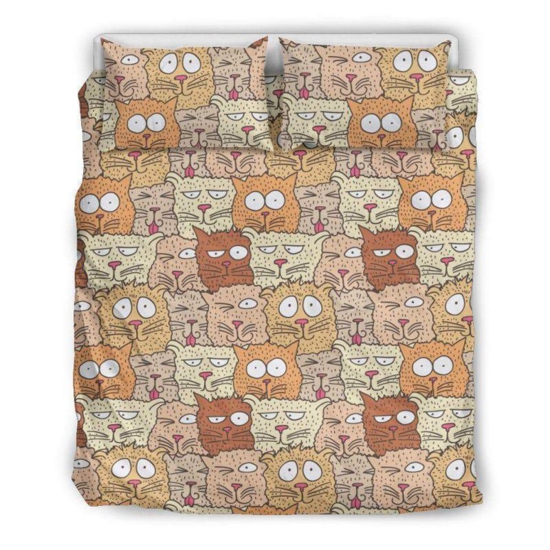 Doodle Brown Cats Duvet Cover and Pillowcase Set Bedding Set Doodle Brown Cats Duvet Cover and Pillowcase Set Bedding Set