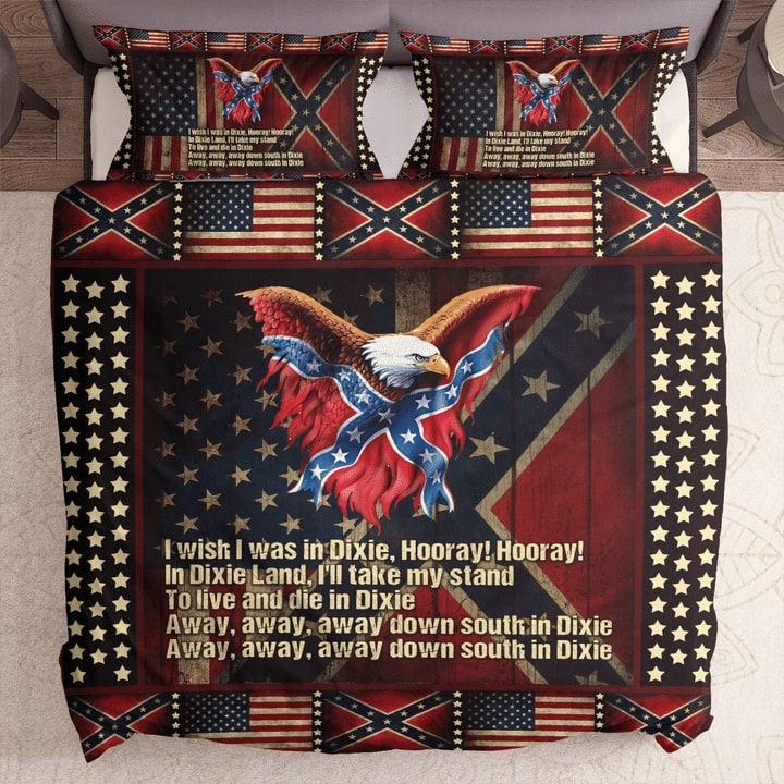 Eagle With American And Confederate Flag Bedding Set Eagle With American And Confederate Flag Bedding Set
