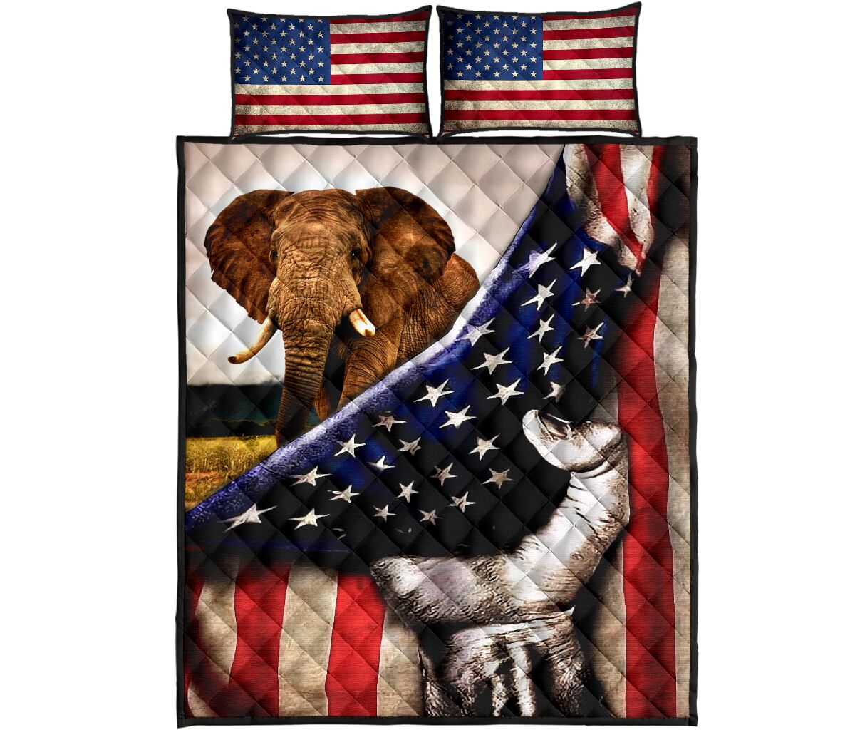 Elephant In American Flag All Over Print Bedding Set Elephant In American Flag All Over Print Bedding Set