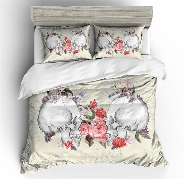 Face To Face Skull Flowers s Duvet Cover and Pillowcase Set Bedding Set Face To Face Skull Flowers s Duvet Cover and Pillowcase Set Bedding Set