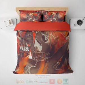 Fairy Tail Natsu Dragneel Color Embossed Fire Anime Bedding Set