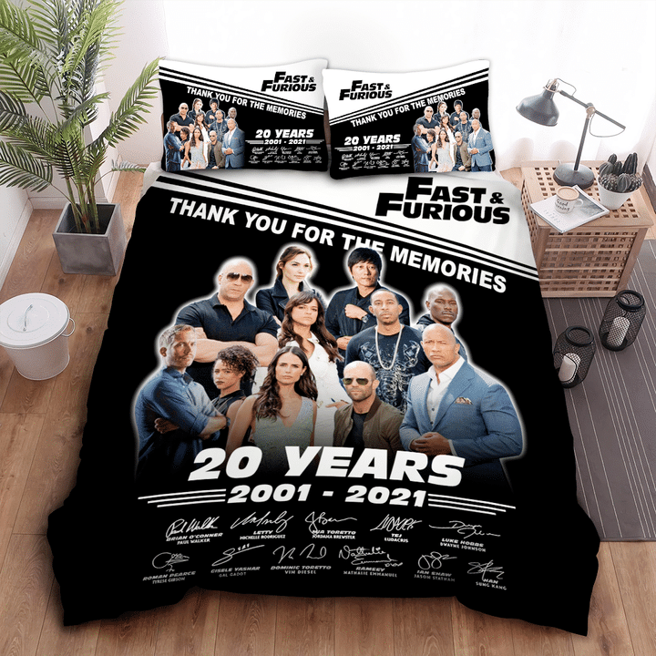 Fast And Furious 20 Years 2001-2021 Thank You For The Memories Bedding Set Fast And Furious 20 Years 2001-2021 Thank You For The Memories Bedding Set