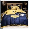 Fendi Blue Yellow Duvet Cover Pillow Cases Quilt Bedding Set