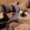 Fendi Brand Blue Khaki Pattern Quilt Bedding Set
