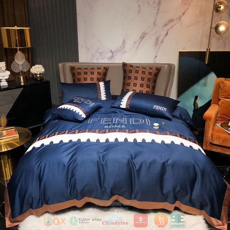 Fendi Roma Blue Quilt Bedding Set Fendi Roma Blue Quilt Bedding Set
