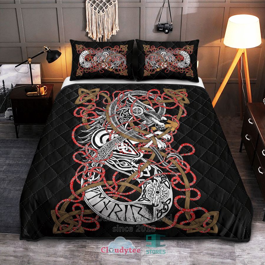 Fenrir Viking Black Quilt Bedding Set - Nice place and nice picture
