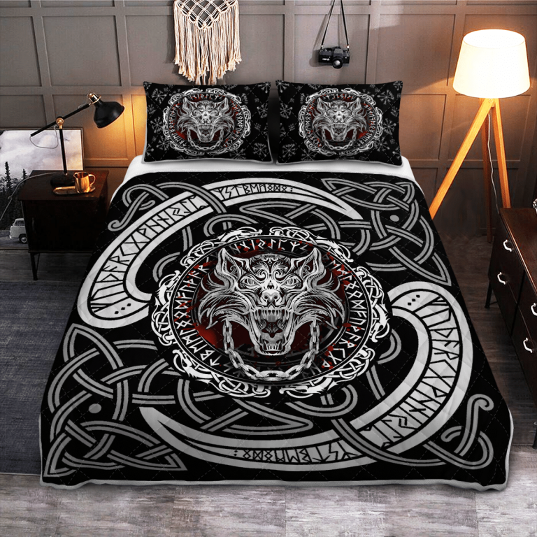 Fenrir-Wolf-Norse-Pattern-Quilt-Bedding-Set-1