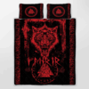 Fenrir Wolf Valknut And Rune Viking Quilt Bedding Set