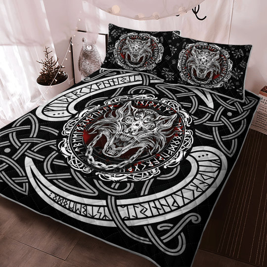 Fenrir-Wolf-With-Norse-Pattern-Viking-Quilt-Bedding-Set-Limited-Edition-2