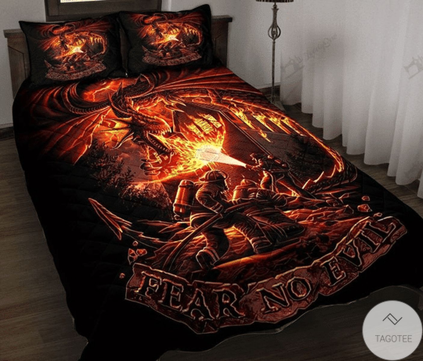 Firefighter Fear No Evil Quilt Bedding Set Firefighter Fear No Evil Quilt Bedding Set