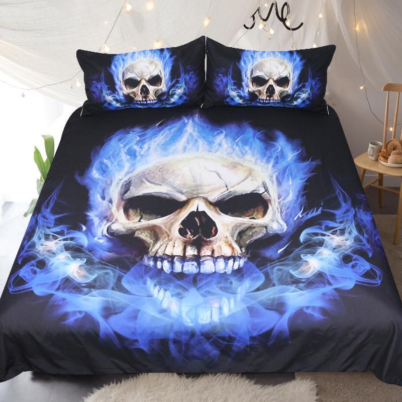 Flame Skull King 3D Duvet Cover and Pillowcase Set Bedding Set Flame Skull King 3D Duvet Cover and Pillowcase Set Bedding Set