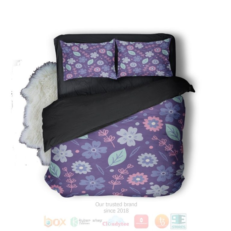 Floral-Purple-Spring-Leaves-3D-Printed-Bedding-Set-2
