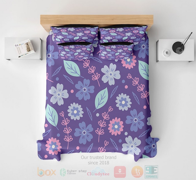 Floral Purple Spring Leaves 3D Printed Bedding Set Floral Purple Spring Leaves 3D Printed Bedding Set
