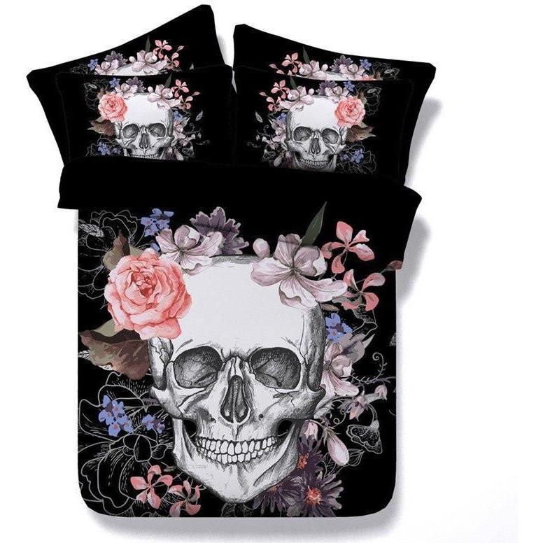 Floral Skull Duvet Cover and Pillowcase Set Bedding Set 403 Floral Skull Duvet Cover and Pillowcase Set Bedding Set 403