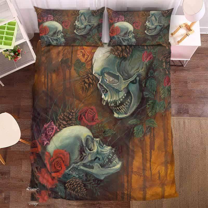 Floral Skull Duvet Cover and Pillowcase Set Bedding Set 666 Floral Skull Duvet Cover and Pillowcase Set Bedding Set 666