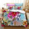 Flower Skull Duvet Cover and Pillowcase Set Bedding Set 389