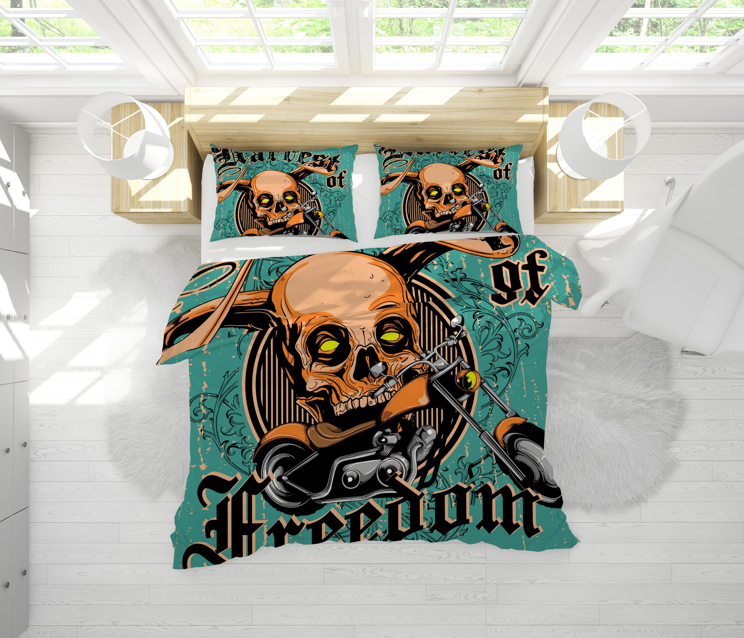 Freedom Skull Duvet Cover and Pillowcase Set Bedding Set Freedom Skull Duvet Cover and Pillowcase Set Bedding Set