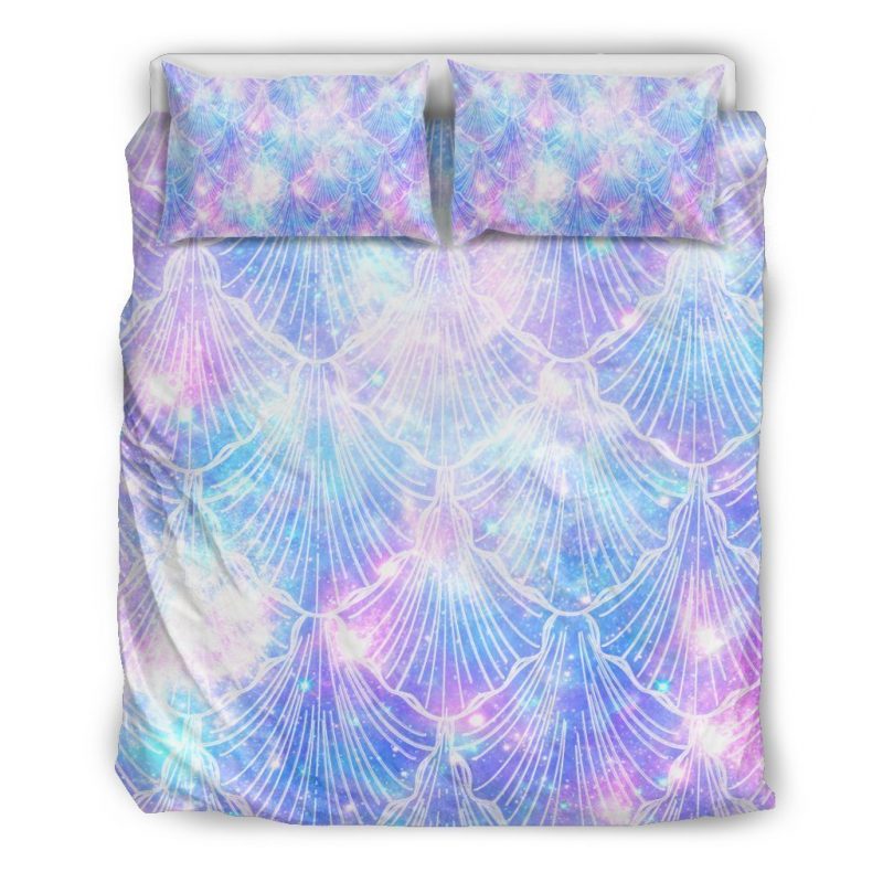 Galaxy Mermaid Scales Pattern Print Duvet Cover and Pillowcase Set Bedding Set Galaxy Mermaid Scales Pattern Print Duvet Cover and Pillowcase Set Bedding Set
