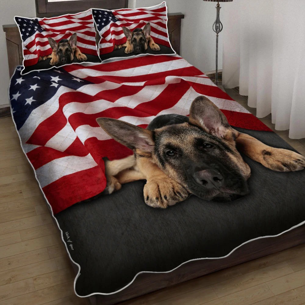 German Shepherd American Flag Bedding Set German Shepherd American Flag Bedding Set