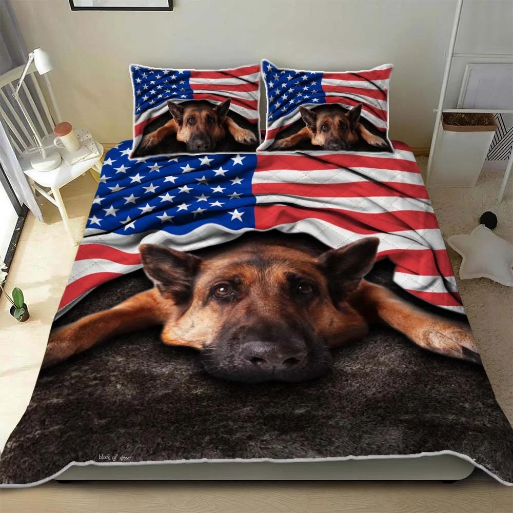 German Shepherd American Patriot Quilt Bedding Set German Shepherd American Patriot Quilt Bedding Set