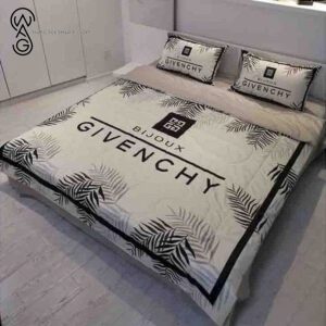 Givenchy Leaf White Logo All Over Print Bedding Set