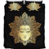 Gold Lotus Duver Duvet Cover and Pillowcase Set Bedding Set