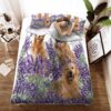 Golden Retriever Lavender Quilt Bedding Set