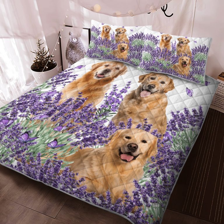 Golden-Retriever-Lavender-Quilt-Bedding-Set-2
