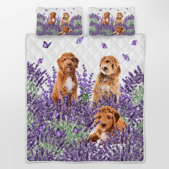 Goldendoodle Lavender Quilt Bedding Set Goldendoodle Lavender Quilt Bedding Set