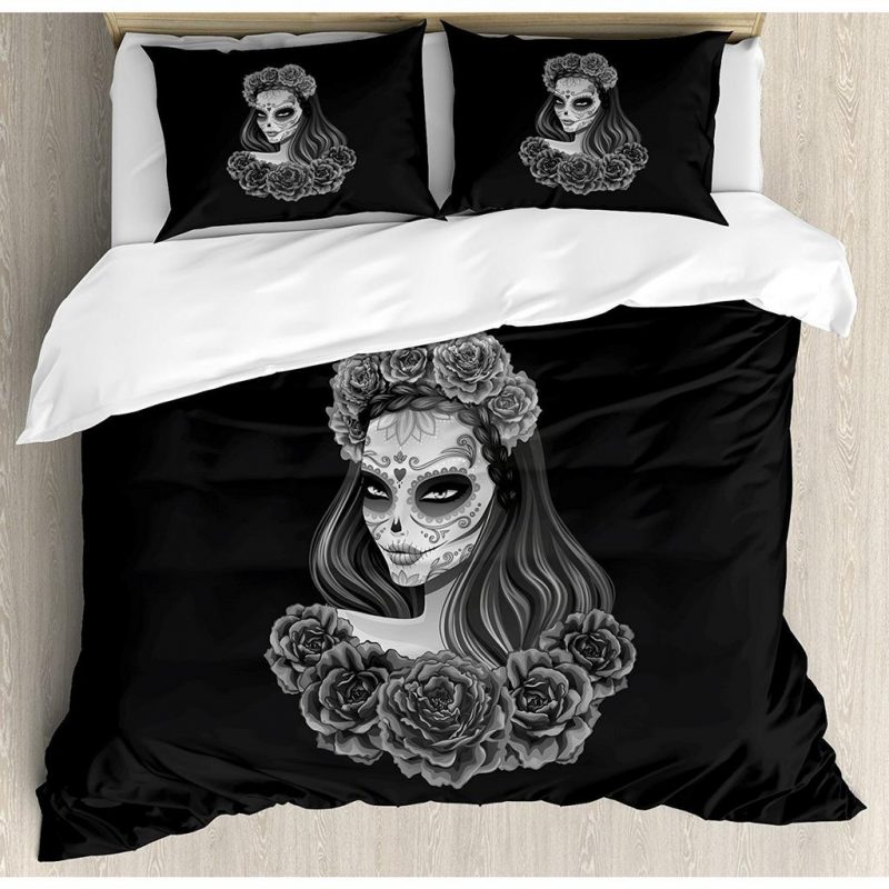 Gothic Young Girl With Roses Duvet Cover and Pillowcase Set Bedding Set Gothic Young Girl With Roses Duvet Cover and Pillowcase Set Bedding Set