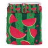 Green Stripes Watermelon Pattern Print Duvet Cover and Pillowcase Set Bedding Set