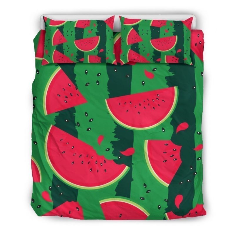 Green Stripes Watermelon Pattern Print Duvet Cover and Pillowcase Set Bedding Set Green Stripes Watermelon Pattern Print Duvet Cover and Pillowcase Set Bedding Set