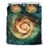 Green Yellow Spiral Galaxy Space Print Duvet Cover and Pillowcase Set Bedding Set
