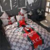 Gucci Bee Cream-Grey Inspired Bedding Set